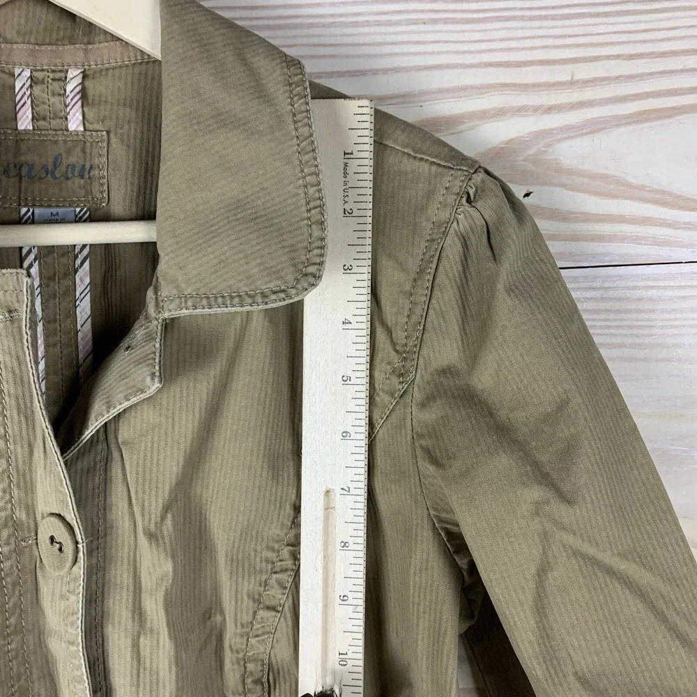 Caslon Jacket Women Medium Khaki Cargo Pockets 3/4‎ Sleeve Utility Safari